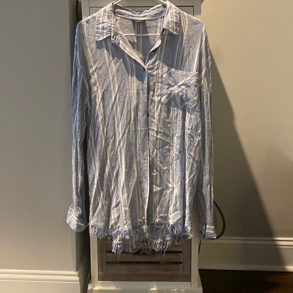 Oversized beach button down top. Lightweight and super comfortable!